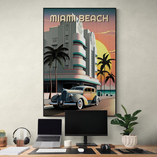 1930-talets Art Deco Miami Beach Ocean Drive Sunse Poster (Skapare uppladdad)