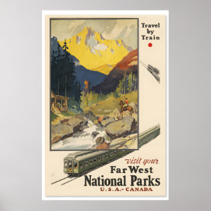 1930-talets Besök längst västerut nationalparker - Poster