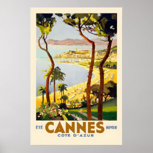 1930-talets Cannes Frankrike Vintage Stil Fransk R Poster