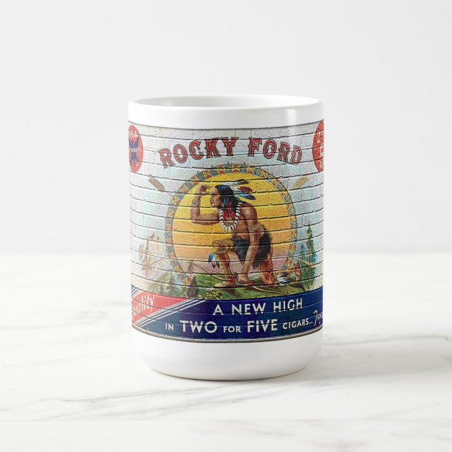 1930-talets CIGAR BOX-ETIKETT PÅ EN BRICK WALL COF Kaffemugg (Center)