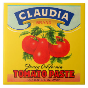 1930-talets Claudia Tomato-pastaetikett Kakelplatta