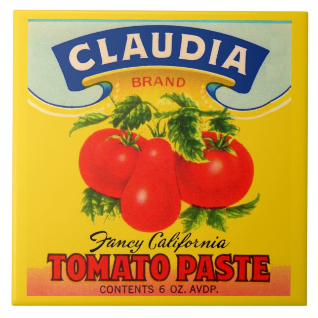 1930-talets Claudia Tomato-pastaetikett Kakelplatta (Framsidan)