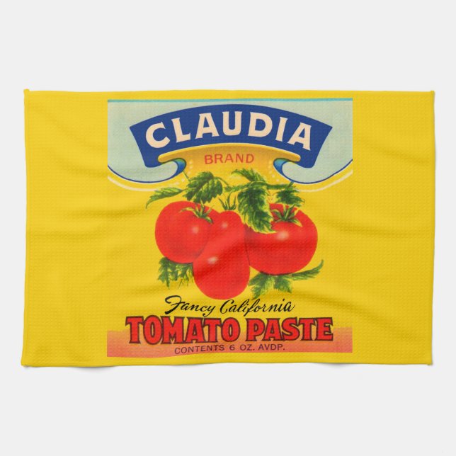 1930-talets Claudia Tomato-pastaetikett Kökshandduk (Horisontell)