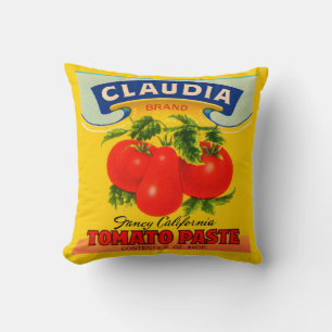 1930-talets Claudia tomato-pastaetikett Kudde