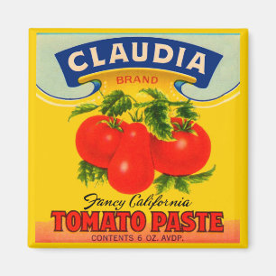 1930-talets Claudia tomato-pastaetikett Magnet