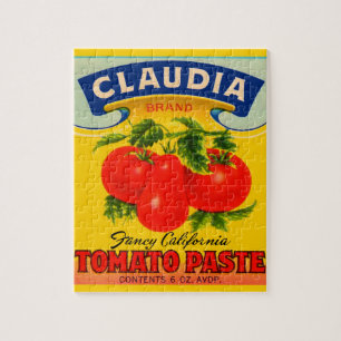 1930-talets Claudia tomato-pastaetikett Pussel