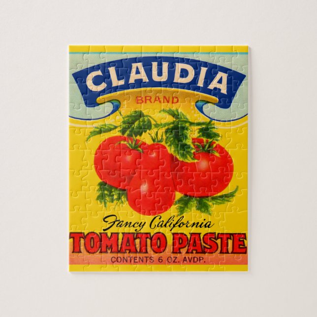1930-talets Claudia tomato-pastaetikett Pussel (Vertikal)