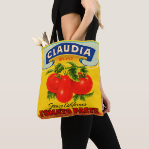 1930-talets Claudia Tomato-pastaetikett Tygkasse