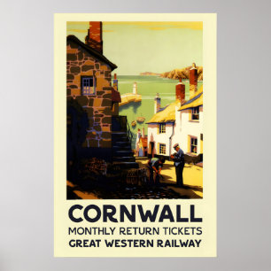1930-talets Cornwall England - Vintage stil Storbr Poster