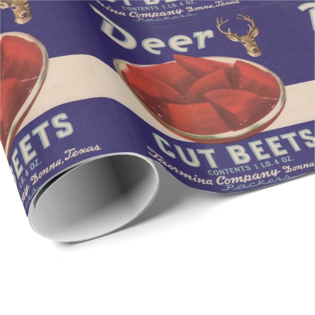 1930-talets Deer Cut Beets konserveringsburk etike Presentpapper (Rullad Hörn)