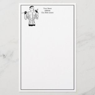 1930-talets Fashionable Dam Golfer med Golf Klubb Brevpapper