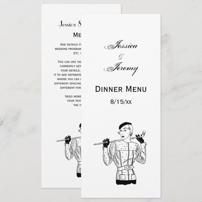 1930-talets Fashionable Dam Golfer med Golf Klubb Inbjudningar (Fram/baksida)