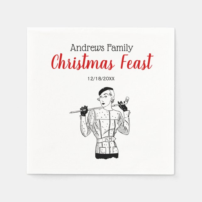 1930-talets Fashionable Dam Golfer med Golf Klubb Pappersservett (Framsidan)