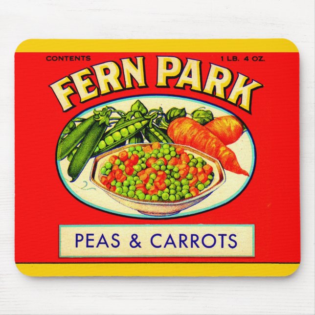 1930-talets Fern Park-ärtor och morötter Musmatta (Framsidan)