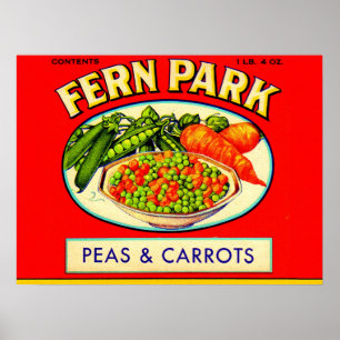 1930-talets Fern Park-ärtor och morötter Poster