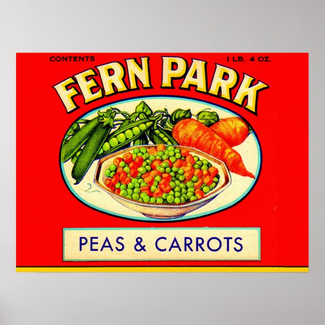 1930-talets Fern Park-ärtor och morötter Poster (Framsidan)
