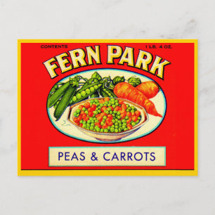 1930-talets Fern Park-ärtor och morötter Vykort