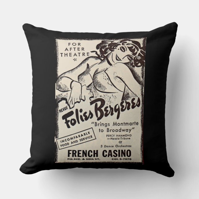1930-talets Folies Bergere-utskrift Kudde (Framsida)