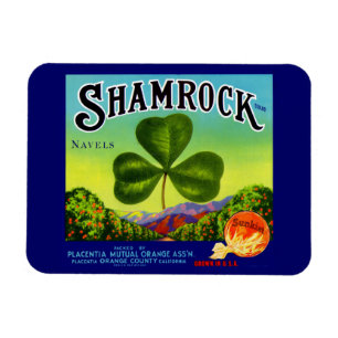 1930-talets frukt-låda-etikett Shamrock Navel-Ora Magnet