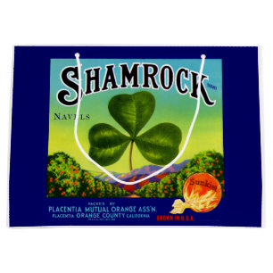 1930-talets frukt-låda-etikett Shamrock Navel-Oran