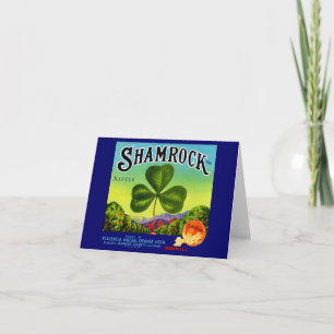 1930-talets frukt-låda-etikett Shamrock Navel-Oran Anteckningskort