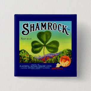 1930-talets frukt-låda-etikett Shamrock Navel-Oran Knapp