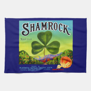 1930-talets frukt-låda-etikett Shamrock Navel-Oran Kökshandduk