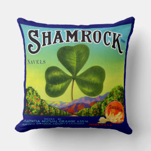 1930-talets frukt-låda-etikett Shamrock Navel-Oran Kudde