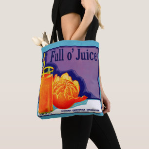 1930-talets Fullt o’ Juice orange låda-etikett Tygkasse