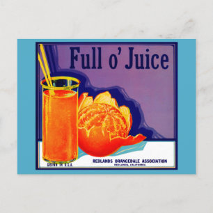 1930-talets Fullt o’ Juice orange låda Vykort