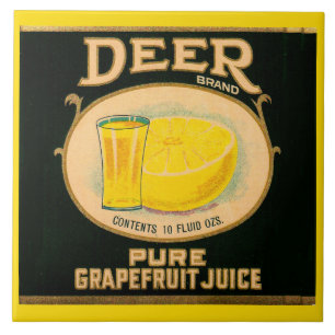 1930-talets Hjort Brand Grapefruit Juice-etikett Kakelplatta