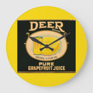 1930-talets Hjort Brand Grapefruit Juice-etikett Stor Klocka