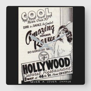 1930-talets Hollywood Cabaret Restaurant och Fyrkantig Klocka