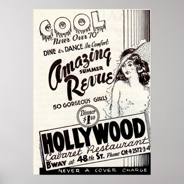 1930-talets Hollywood Cabaret Restaurant och Poster (Framsidan)