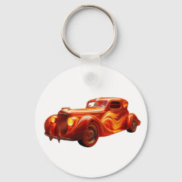 1930-talets Hot rod med "lågor"-färgjobb Nyckelring