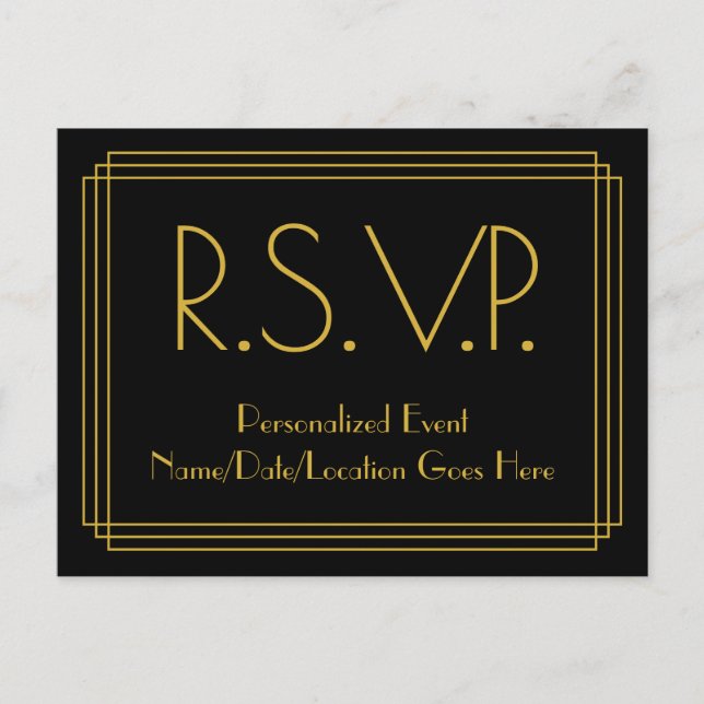 1930-talets inspirerade utseende R.S.V.P. vykort (Framsida)