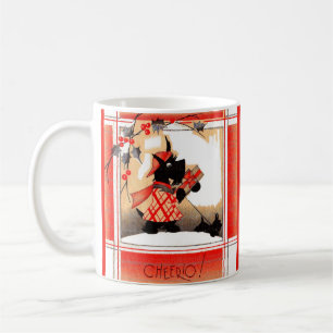 1930-talets jul: Scottie hund säger "Cheerio" Kaffemugg