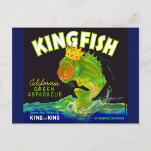 1930-talets Kingfish sparris förpackningsetikett Vykort