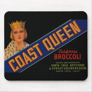 1930-talets Kusten Queen broccoli låda-etikett Musmatta