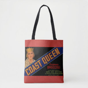1930-talets Kusten Queen broccoli låda-etikett Tygkasse