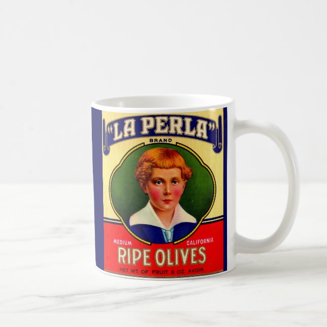 1930-talets LaPerla Olife-etikett Kaffemugg (Höger)