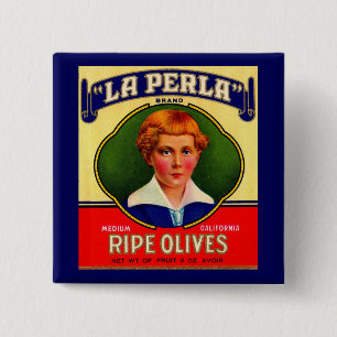1930-talets LaPerla Olife-etikett Knapp