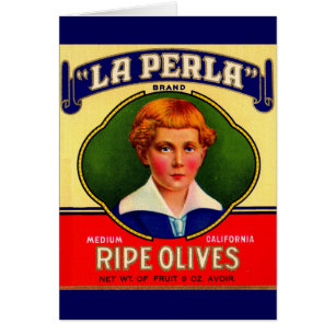 1930-talets LaPerla Olife-etikett OBS Kort