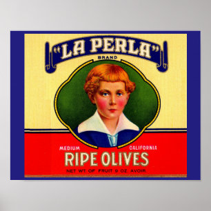 1930-talets LaPerla Olife-etikett Poster