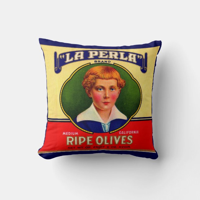 1930-talets LaPerla Olife-etikettutskrift Kudde (Framsida)