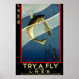 1930-talets LNER Fiske efter öring i vintage stil Poster