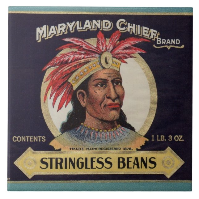 1930-talets märke till Maryland Chief Stringless B Kakelplatta (Framsidan)