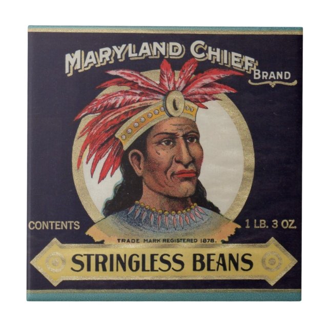 1930-talets märke till Maryland Chief Stringless B Kakelplatta (Framsidan)