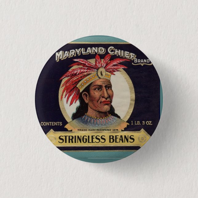 1930-talets märke till Maryland Chief Stringless B Knapp (Framsida)