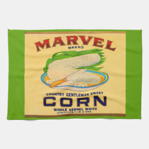 1930-talets marvel-kanonetikett för maj kökshandduk